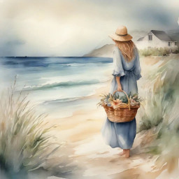 ai image watercolor style watercolor beach house