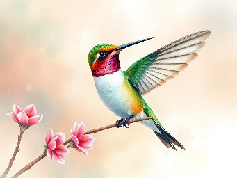 hummingbird in pastel colors