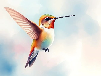 hummingbird in pastel colors