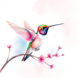 hummingbird in pastel colors